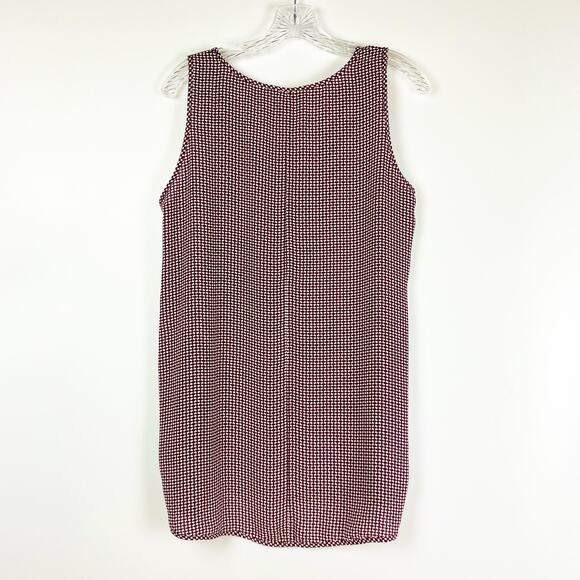 Loft Sleeveless Long Oversized Blouse Modest Red Cream Womens Size Medium - Picture 8 of 11